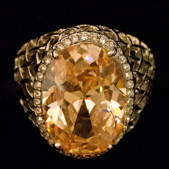 Stainless Steel Quartz and Crystal Ring - Picture 1 of 7